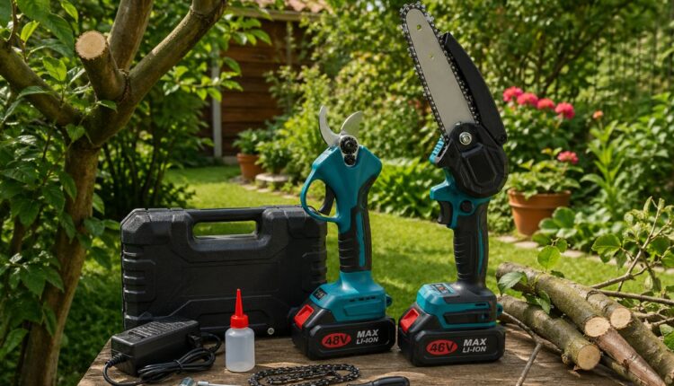 Kit tesoura e Motosserra Elétrica e Tesoura de Poda